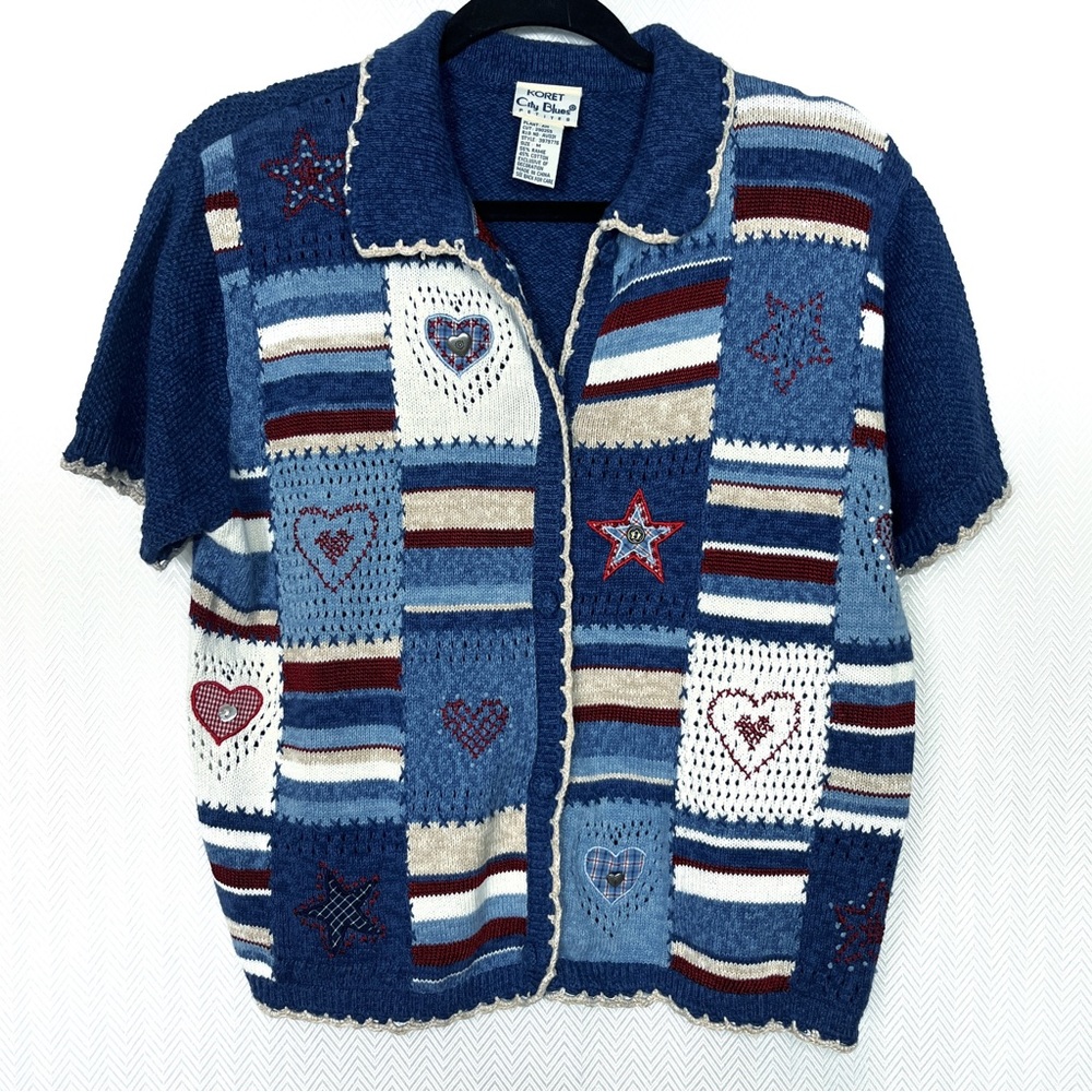 Korbet Vintage Americana Short-Sleeve Sweater Knit Top Size M